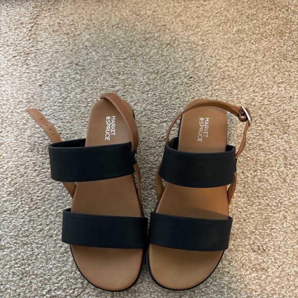 Market & Spruce | Women's Tarah Double Band Sling Back Sandals | Size 6 - Picture 2 of 3